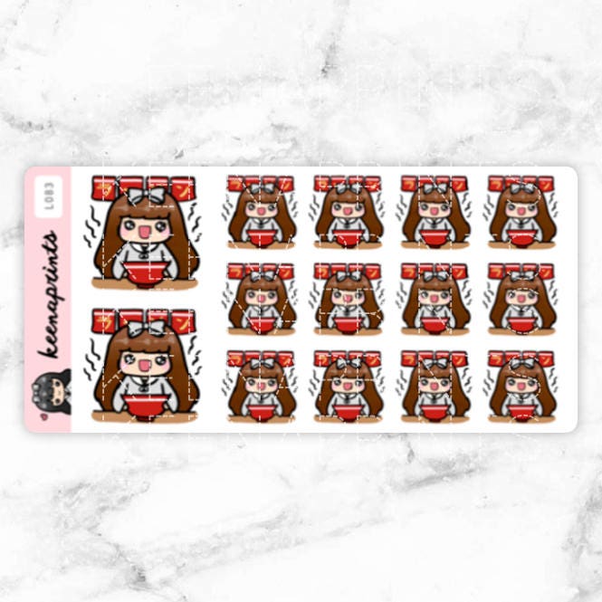 L083 | Ramen Noodles Stickers, Lala Repositionable Food Stickers Perfect For Erin Condren Life Planner, Filofax, Plum Paper & Other Planner