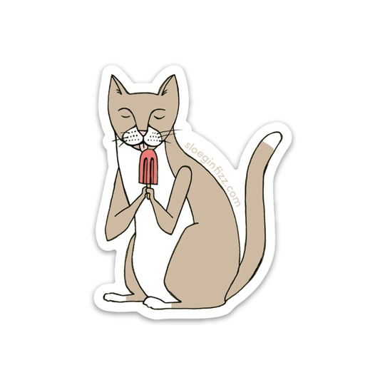 Cat With A Popsicle Vinyl Sticker
