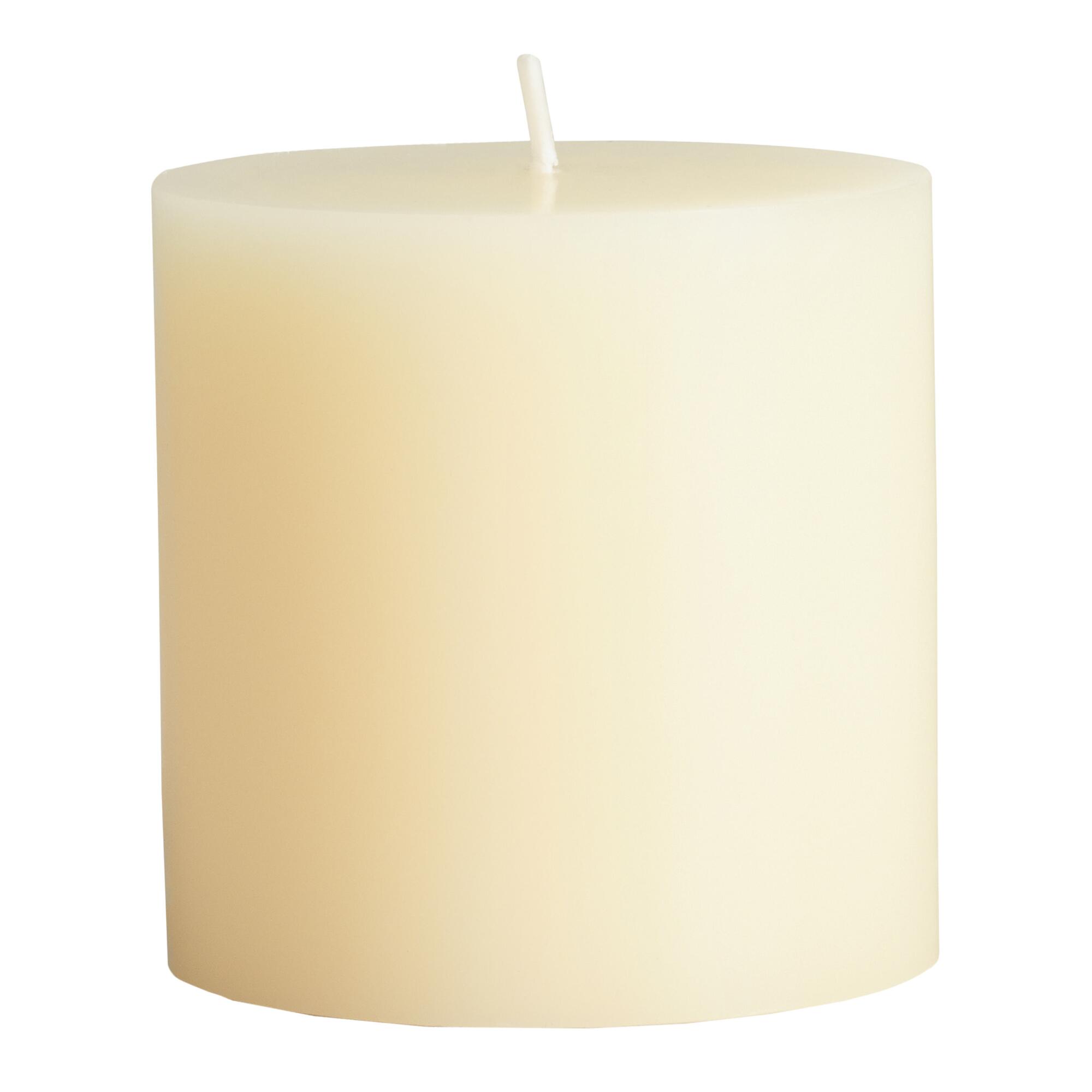 3x3 Ivory Unscented Pillar Candle: White - Wax by World Market
