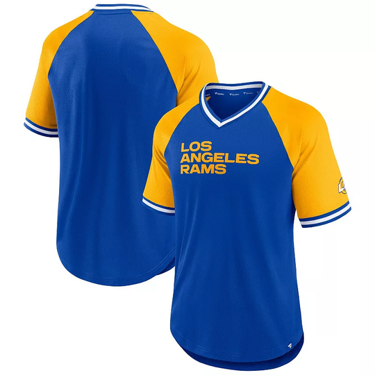 Men's Fanatics Branded Royal Los Angeles Rams Second Wind Raglan V-Neck T-Shirt, Size: 5XL, Blue