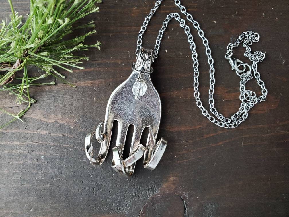 Fork Necklace, Silverware Jewelry, Twisted Fork, Handmade Silver Vintage Gifts For Her