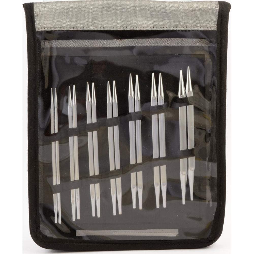 Knitting Needles Interchangeable Deluxe Set Cubics Platina Knitters Pride Shiny -Free Us Shipping