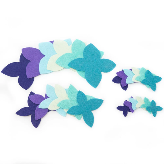 48 Bella Wool Blend Felt Die Cut Applique Flowers - Song Bird Colors