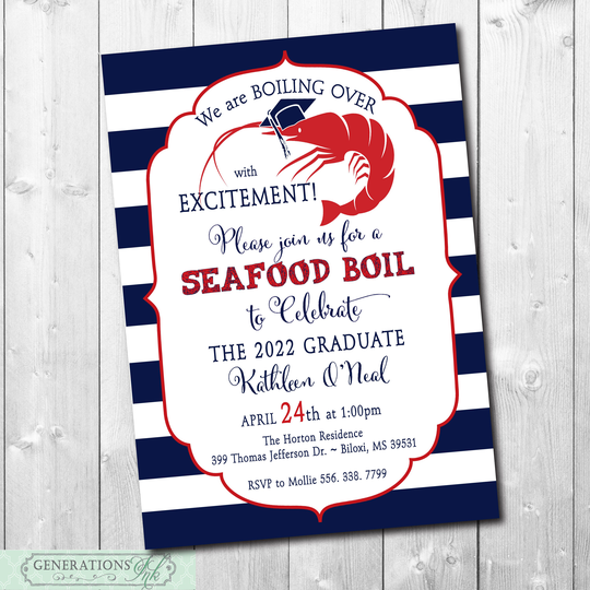 Graduation Party Seafood Boil Printable/Digital File/Crawfish Boil, Shrimp Low Country Class Of 2022, Senior Party, Grad Party