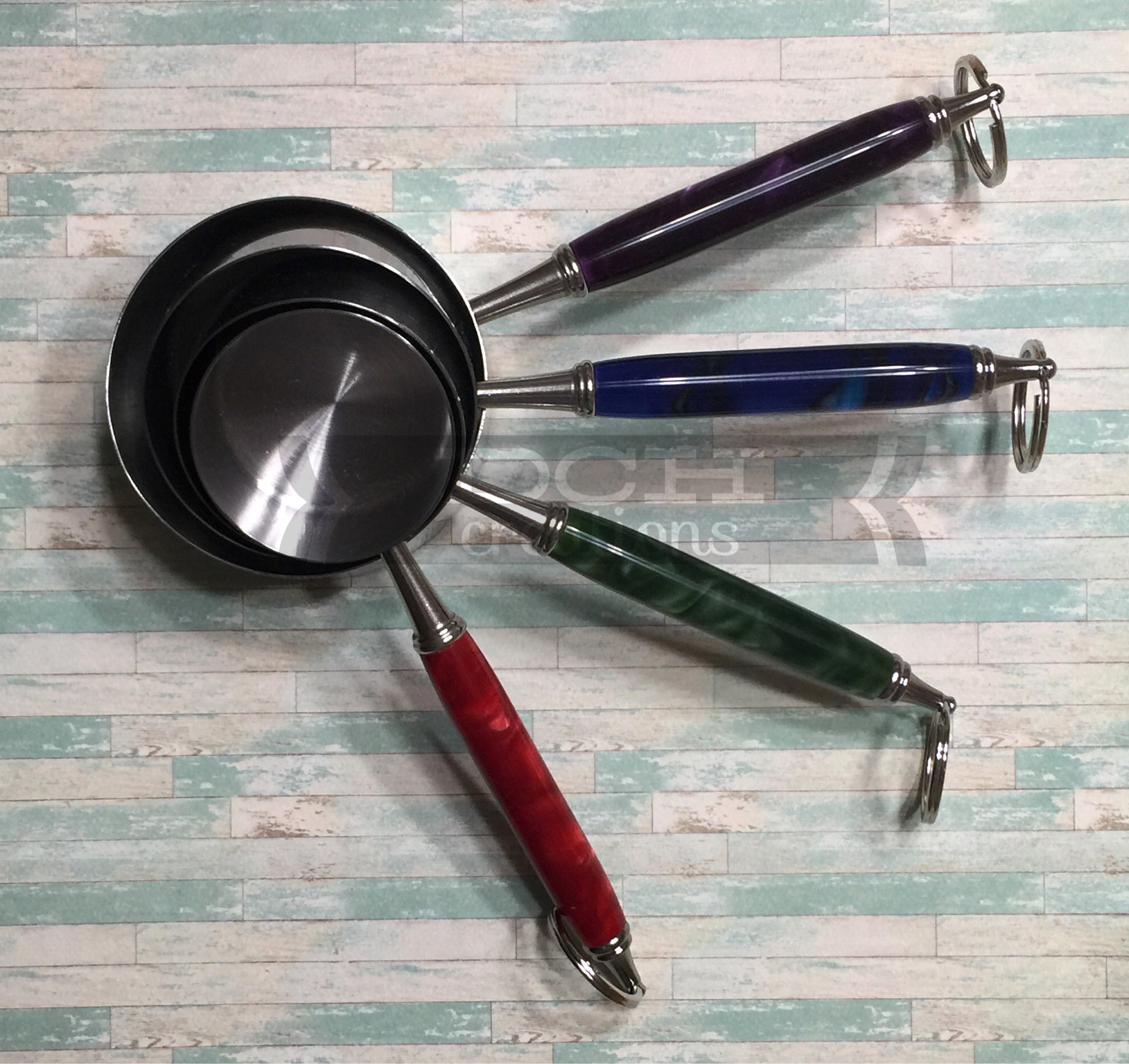 Measuring Cups Ehc00116 Set Of 4 Lathe Turned Handles Acrylic Handled Bake Cook Baking Cooking Chef Cake Cupcake Baker Bakery Pastry Sturdy