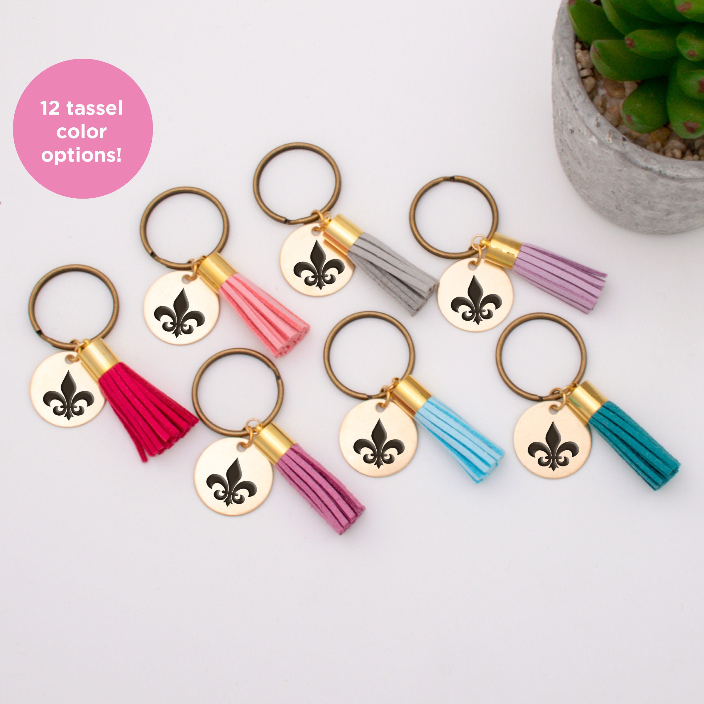 Fleur De Lys Keychain, Lis Key Chain, Fleurdelis Tassel Keychains, Custom Keyring, 12 Colors, Keychain Personalized
