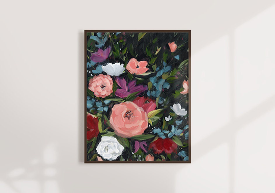 Flowers Art Print, Modern Art, Florals, Bouquet, Vintage Feel, Garden Floral, Abstract Bohemian