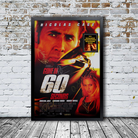 Gone in 60 Seconds Signed Movie Poster Framed & Ready To Hang, Collectible Memorabilia, Reprint Autographs, Signature