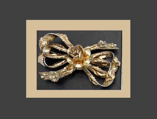 Hobe Bow Brooch Gilt On Sterling, Vintage Signed