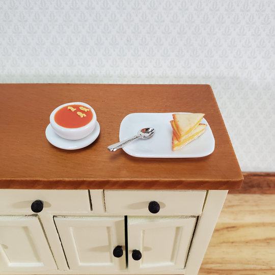 Dollhouse Food Tomato Soup Bowl & Grilled Cheese Sandwich 112 Scale Miniature