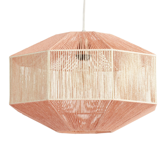 Blush and Cream Rope Geo Kaia Pendant Shade: Pink/White by World Market