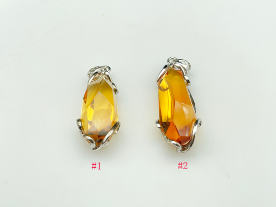 Natural Citrine Quartz Pendulum Pendant, Crystal, Reiki Healing Energy Spiritual D090521