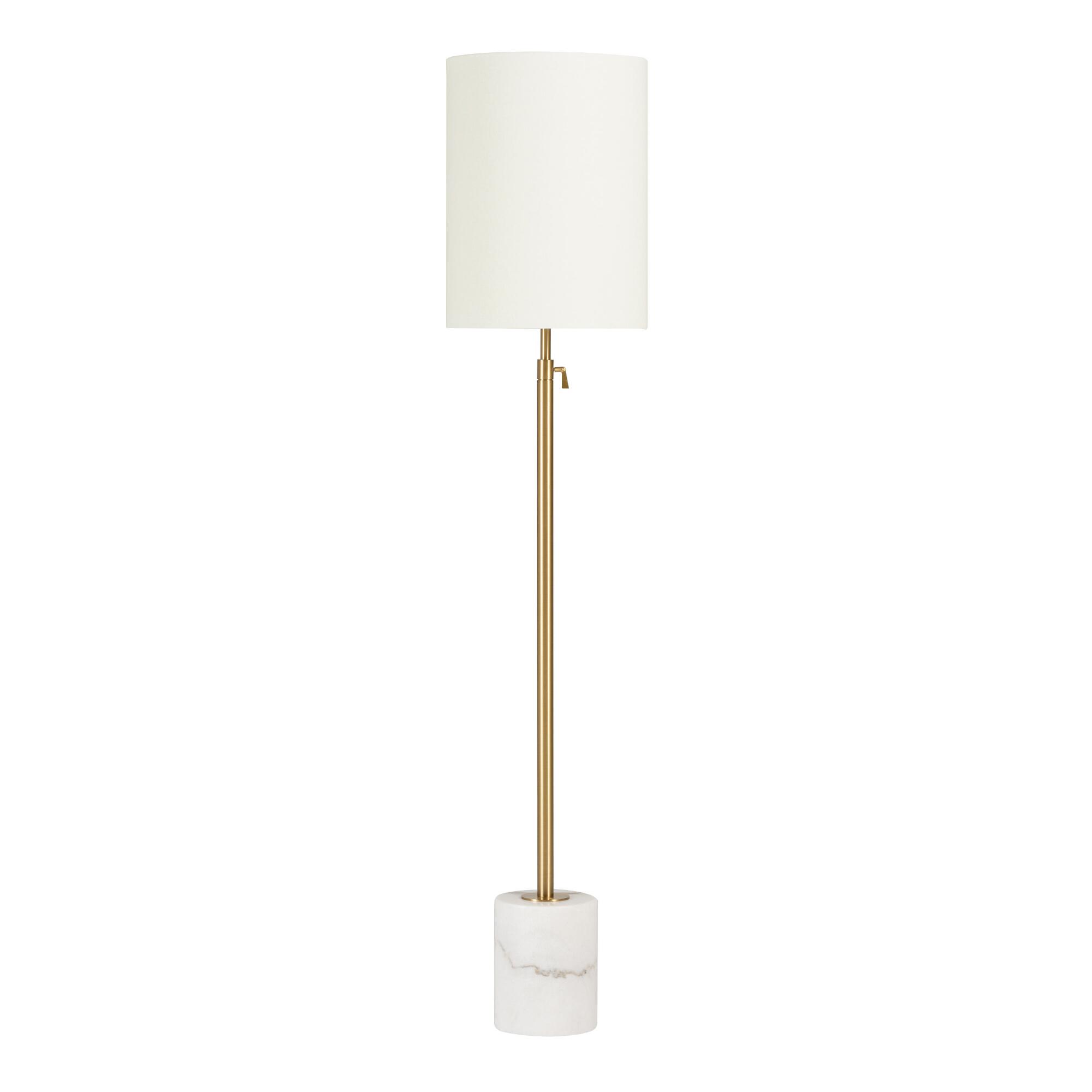 Marble And Brass Telescoping Quinn Floor Lamp: White/Gold by World Market