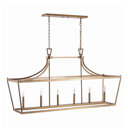 Metal Pagoda 6 Light Aroris Pendant Lamp: Gold by World Market