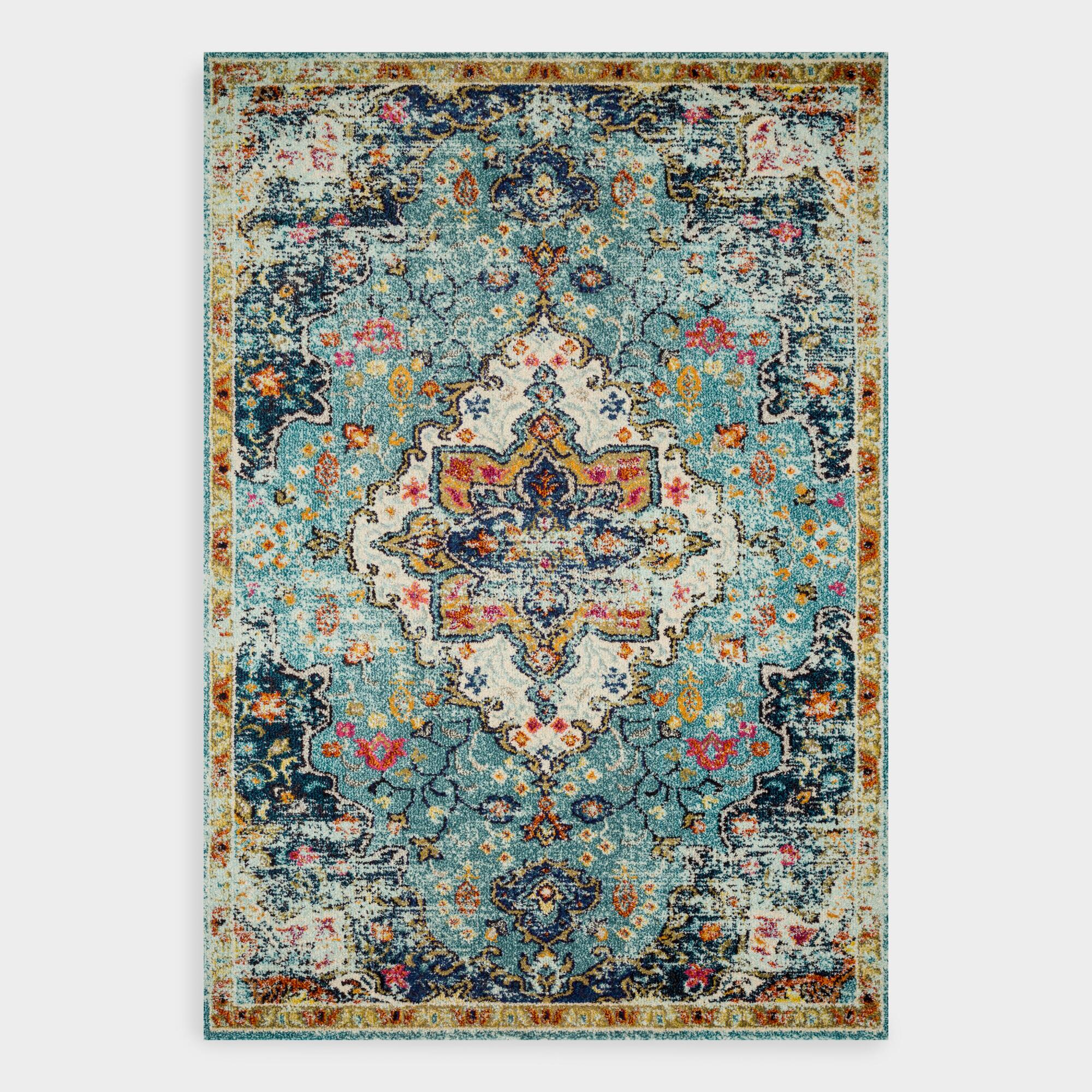 Blue Medallion Nadine Area Rug - Polypropylene - 5' x 8' by World Market