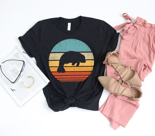 Manatee Sunset Retro Shirt/Gifts Vintage Art Design Tank Top Hoodie