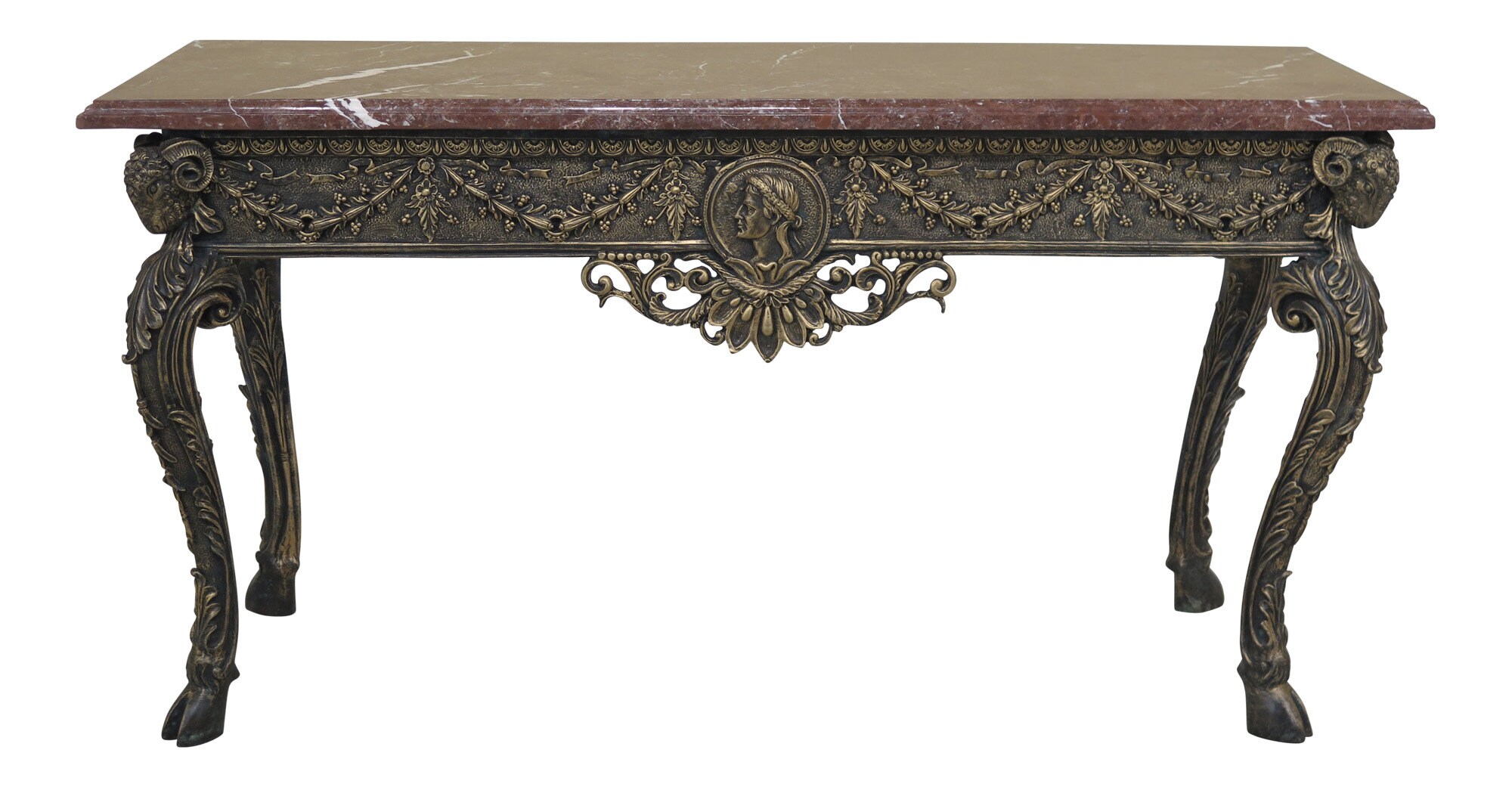 30714Ec Absolutely Stunning Classical Marble Top Bronze Base Console Table
