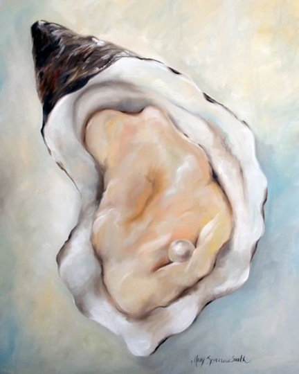 Print Oyster Art Oil Painting Sea Food Beach Ocean Pearl Coastal Home Decor For Beach House Or Restaurant By Mary Sparrow Fine Art