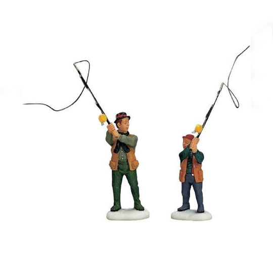 Lemax Flyfishing With Dad Set Of 2 #12495 Christmas Plymouth Corners Village Accessories Figurine 2001 New Retail Packaging