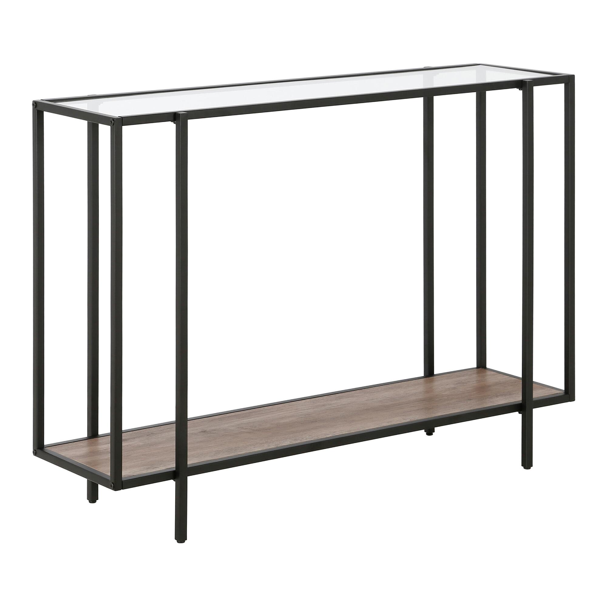 Black Metal and Glass Top Tess Console Table by World Market