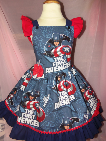The First Avenger Captain America 4Th July Vintage Fabric Dress Size 3T
