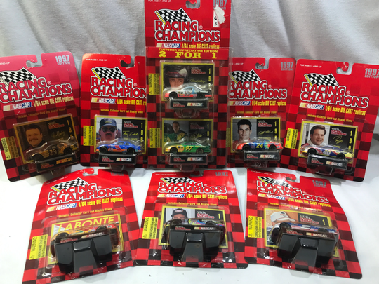 Huge Vintage Diecast Car Lot, 1997 Racing Champions Edition, Nascar, 1/64 Scale, 9 Piece Set
