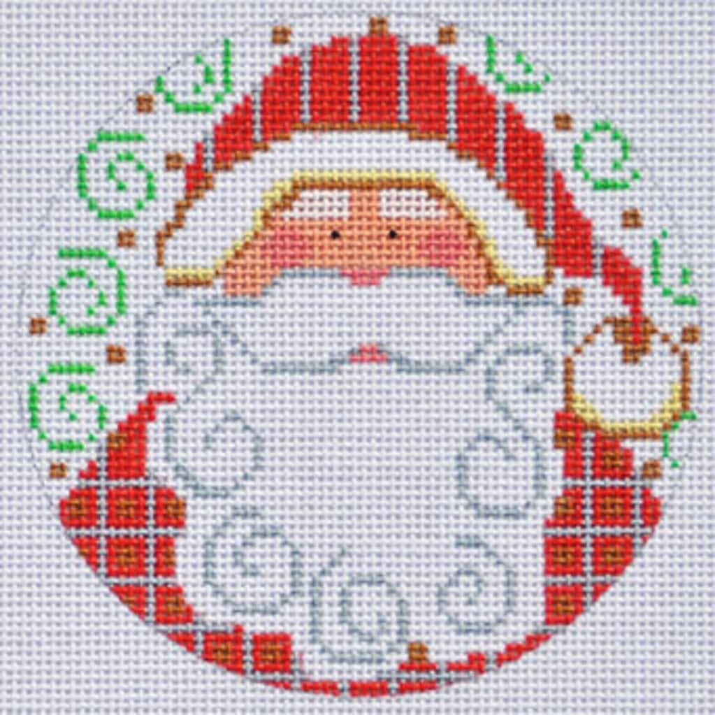 Needlepoint Handpainted Christmas Danji Santa With Checkers 4 -Free Us Shipping