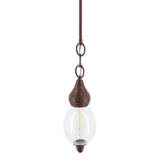Rust Metal and Seeded Glass Teardrop Pendant Lamp: Metallic by World Market