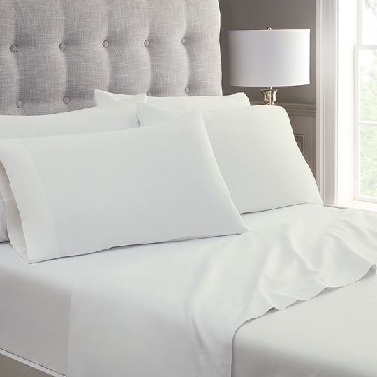 allen + roth Queen 800-Thread Count Cotton Polyester Blend White Bed Sheet | JJ-ICSSQ10