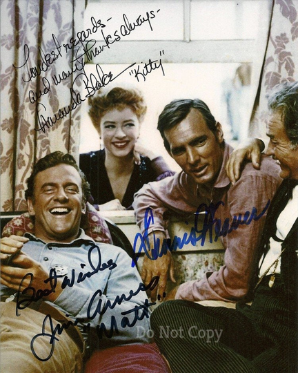 Gunsmoke Cast Signed Photo 8x10 Rp Autographed Picture Jim James Arness Amanda Blake
