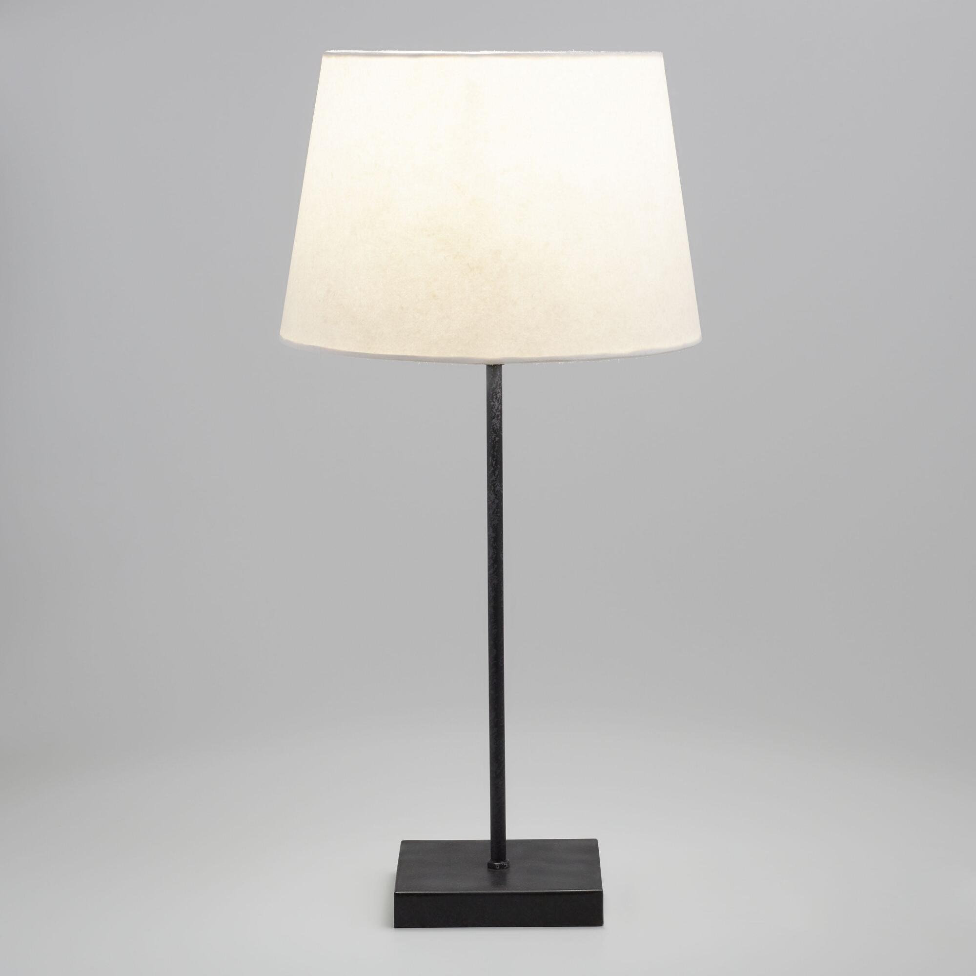 Rustic Black Manvi Accent Lamp With Off White Shade by World Market