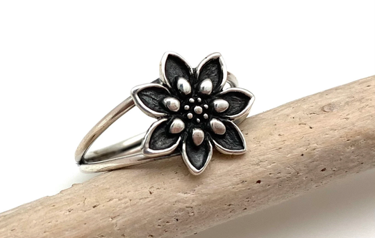 Lotus Flower Silver Ring/sterling Mandala Harmony Oxidized Size 6, 7, 8, 9, 10 925