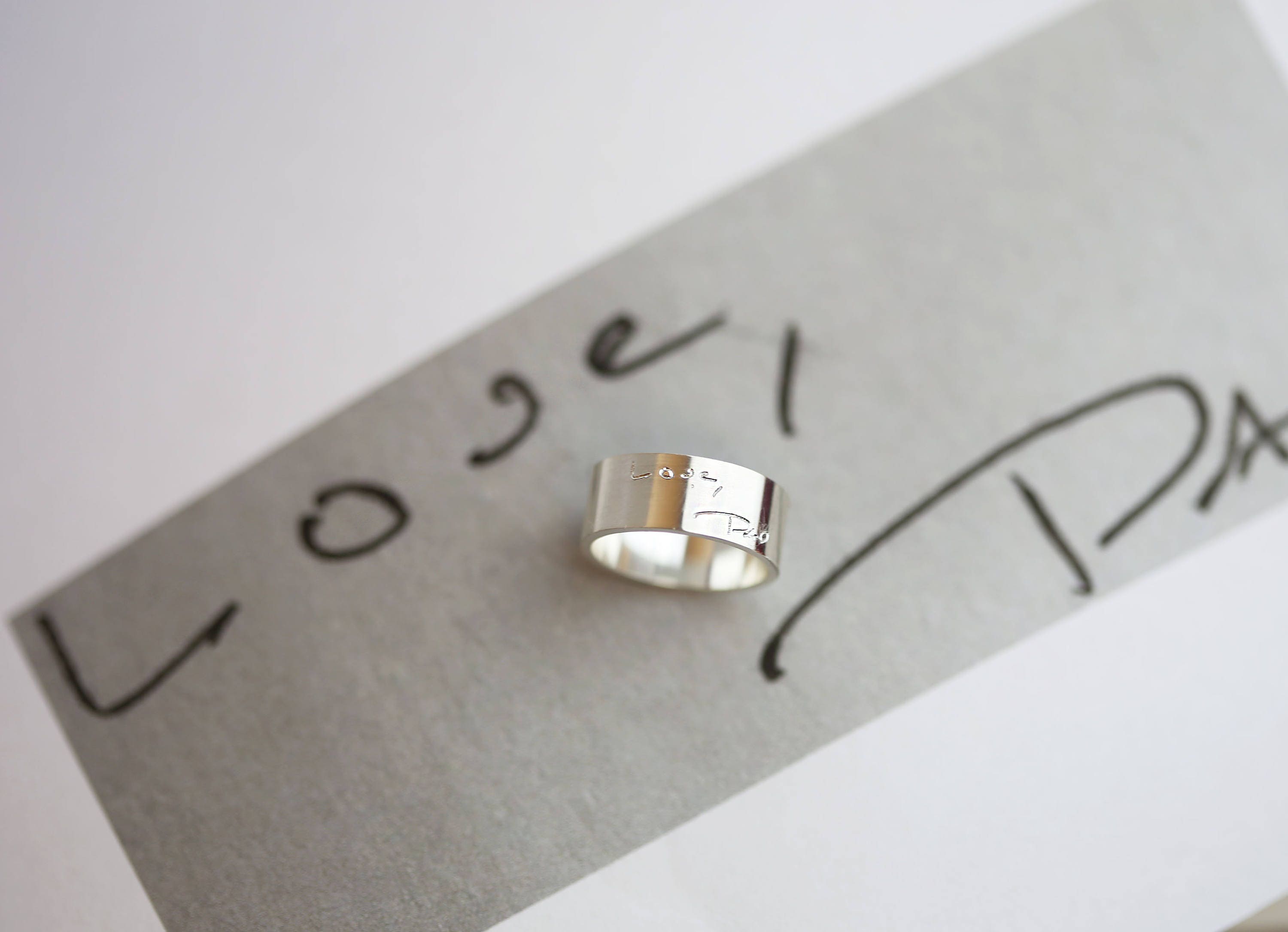 Actual Handwriting Band Ring Memorial Jewelry Custom Engraved Personalized Signature Wedding Gift For Her