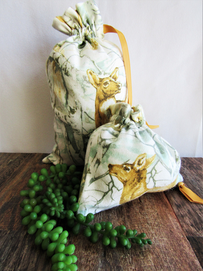 Eco-Friendly Gift Bags, Christmas Deer Print Cloth Drawstring Re-Useable Bags