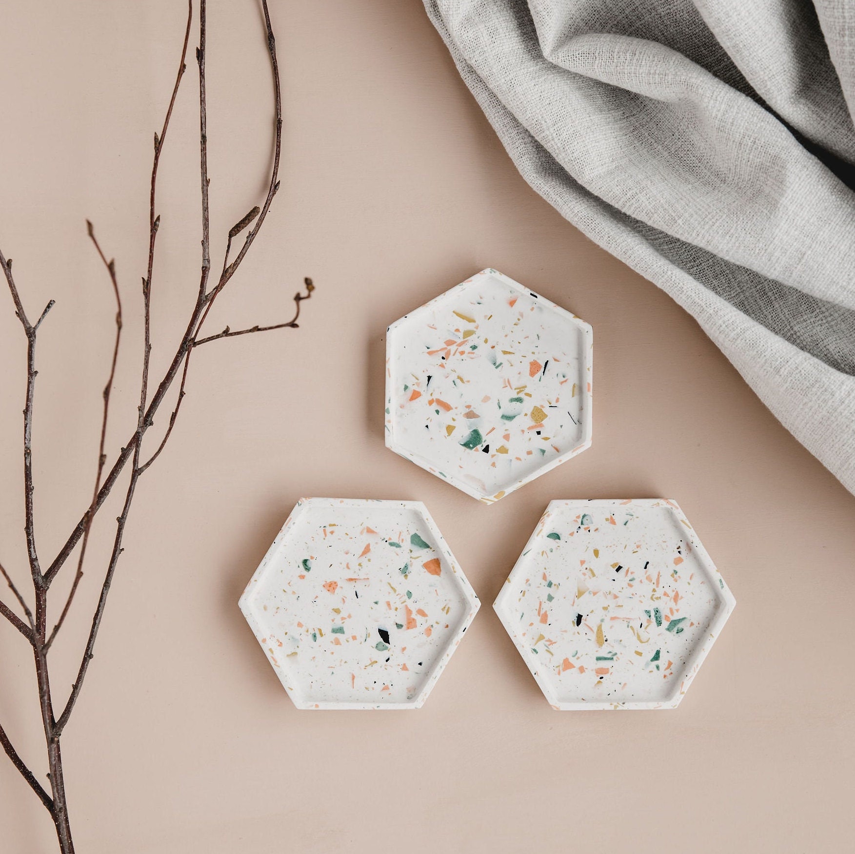 Terrazzo Hexagon Trivet in "Speckle'