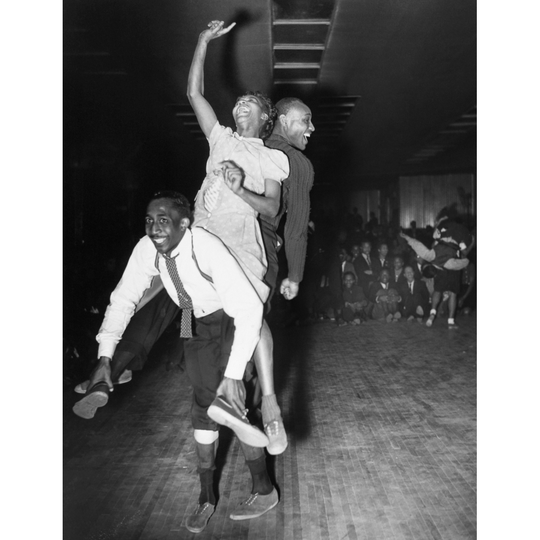 Harlem: Dancers, 1941. /Nthree Dancers Dancing The 'Harlem Conga,' A Blend Of The Lindy Hop, Conga And The Australian Kangaroo Hop, At A - 24 x 36