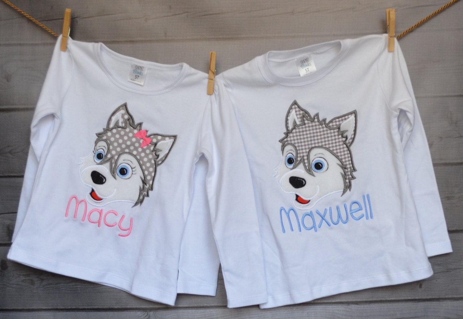 Girls Personalized Siberian Husky Puppy Applique Shirt Or Bodysuit Girl Boy