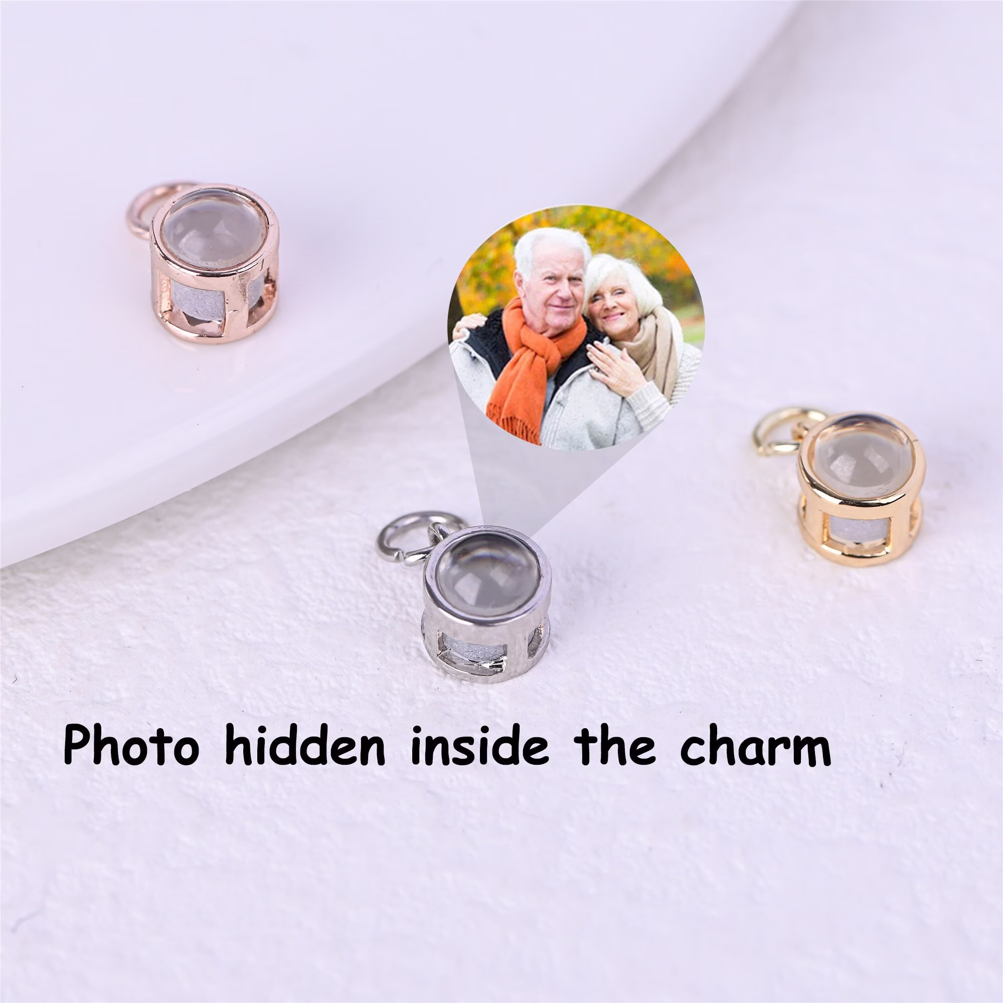 Photo Hidden Inside The Charm Projection Photo Pendant, Custom Photo, Pet Charm, Pet Memorial Tenth Anniversary