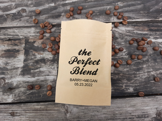 The Perfect Blend Coffee Wedding Favor Bag Bridal Shower Bags Resealable Craft Pouch Personalized