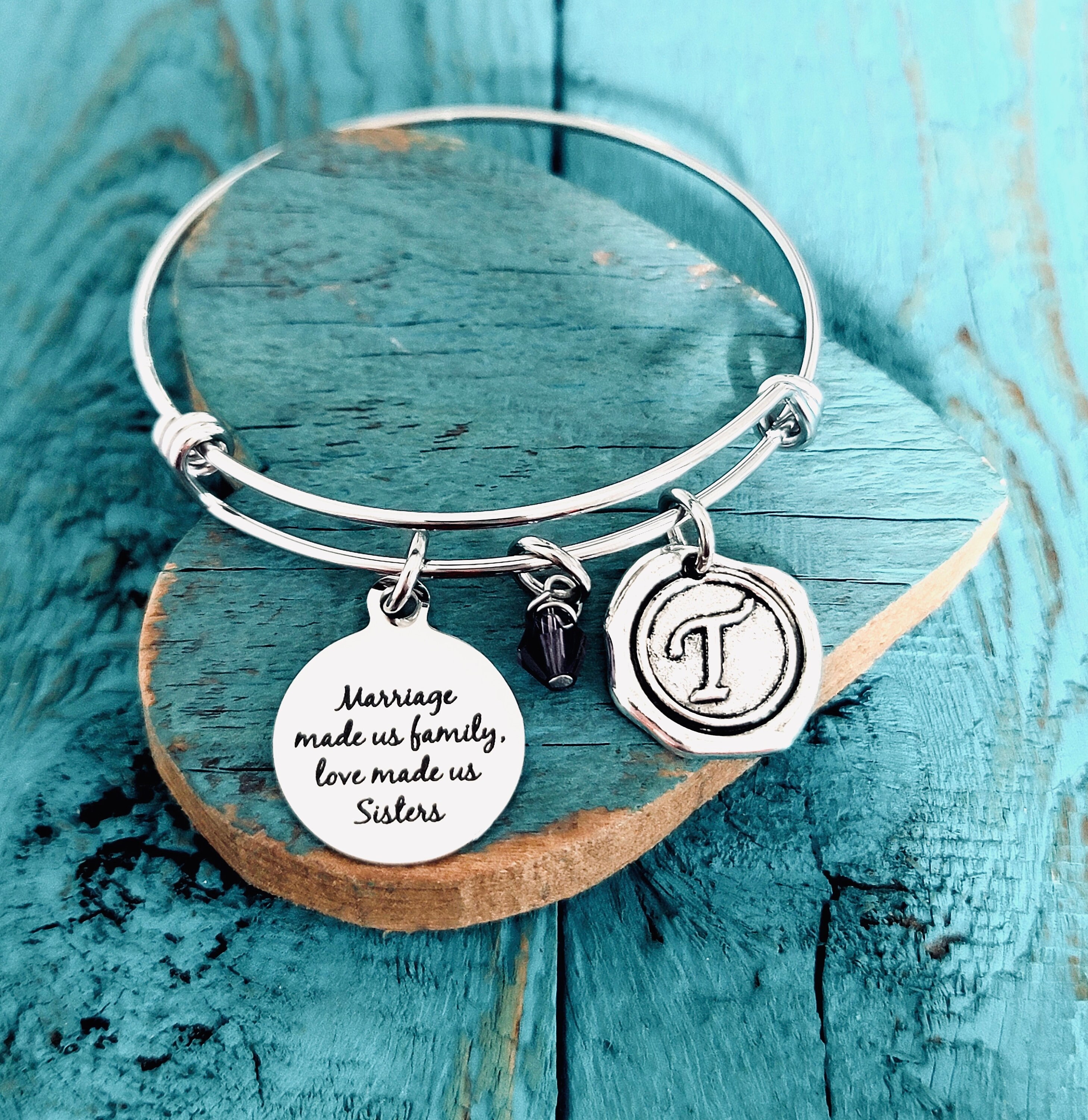 Marriage Made Us Family, Love Sisters, Sister in Law, Law Gift, Silver Bracelet, Charm Silver Jewelry, Gifts For