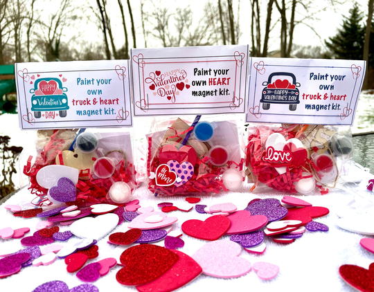 Paint Your Own, Paint, Craft, Hearts, Valentines Day, Valentine's Heart, Love, Crafts, Wooden Bag, Favor, Class Gifts