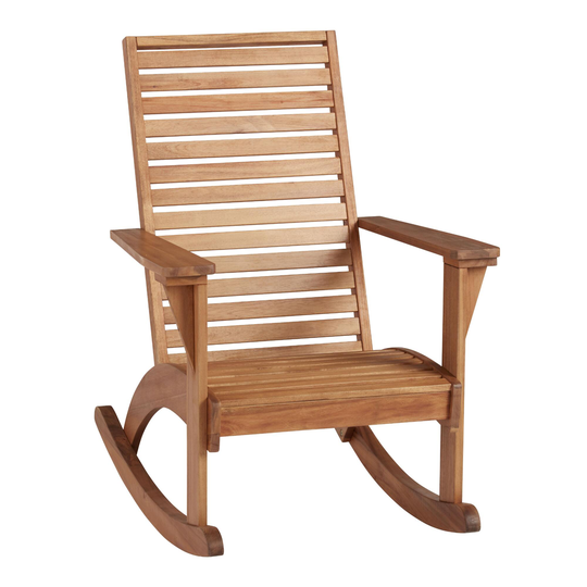 Natural Wood Kapari Outdoor Patio Rocking Chair: Brown by World Market