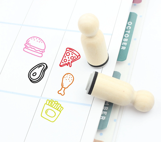 Fast Food Rubber Stamp, Junk 16mm 20mm 25mm Mini Wood Stamps - S1802