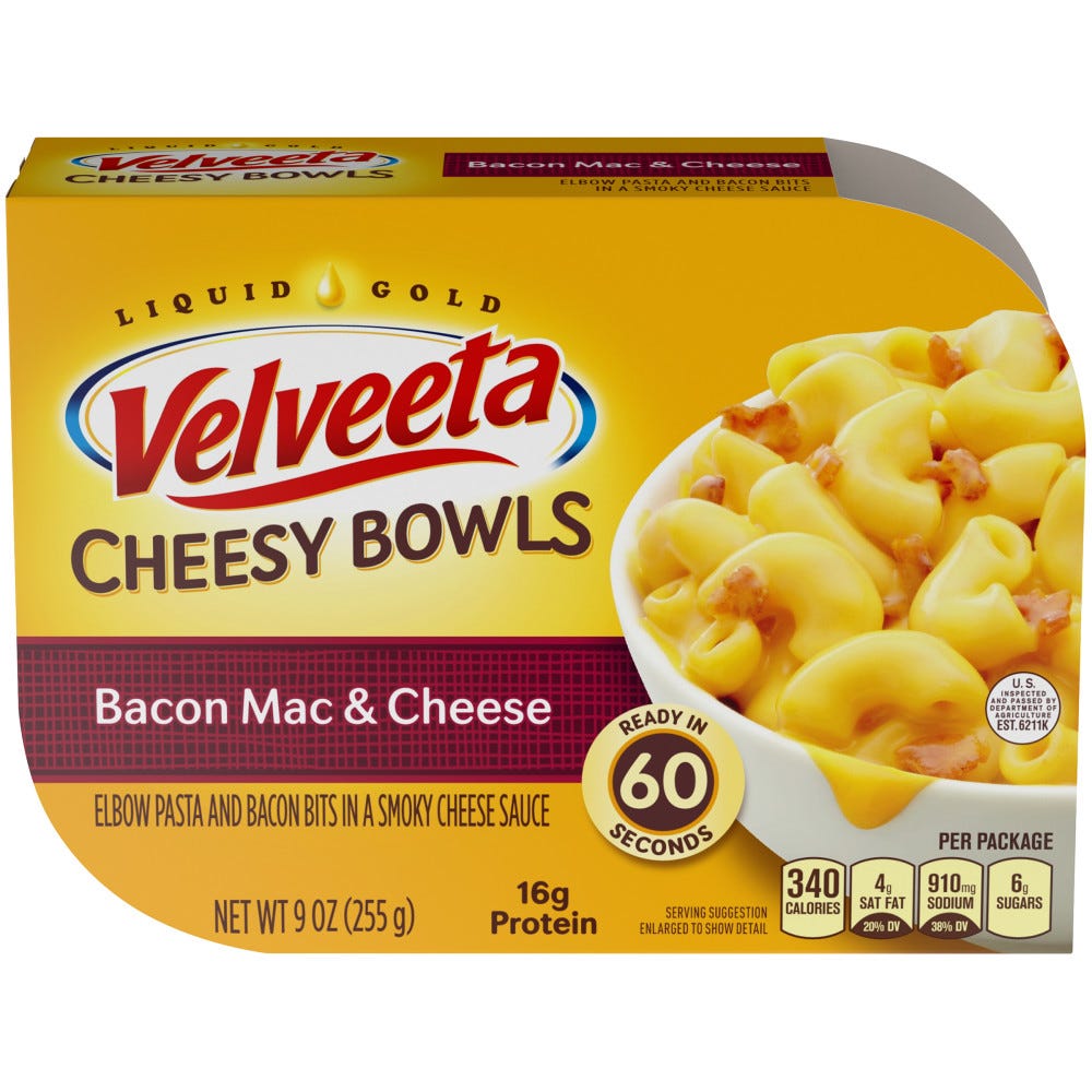 Velveeta Cheesy Bowls Bacon Mac & Cheese - 9 oz