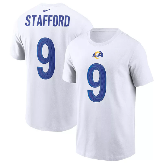 Men's Nike Matthew Stafford White Los Angeles Rams Name & Number T-Shirt, Size: Small, LAR White