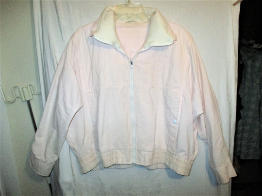 Vintage 80S Pink Ladies Cotton Blend Bomber Zip Up Jacket L As Is
