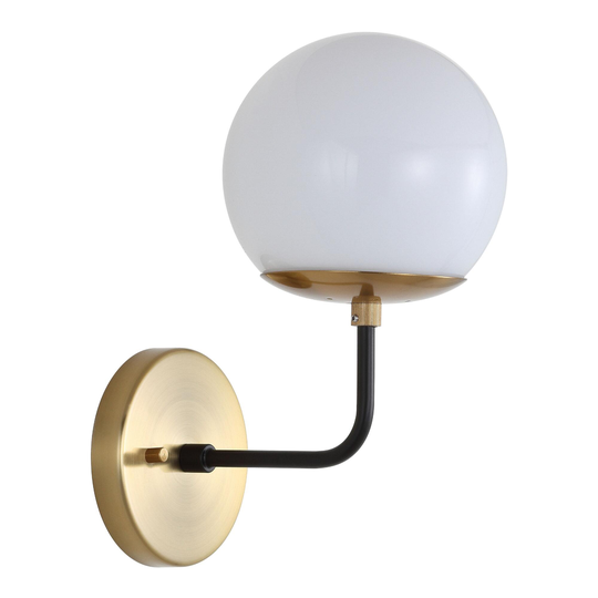 Warm Gold And White Glass Globe Linden Wall Sconce: Metallic by World Market