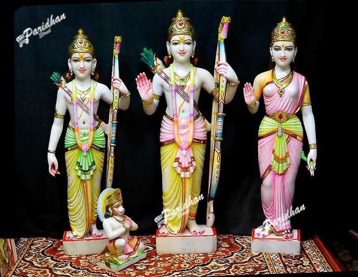 Marble Ram Darbar Statue - Parivar Statue-Ram Idol-Ram Moorti-Ram Murti-Ram Idols-Ram Murti