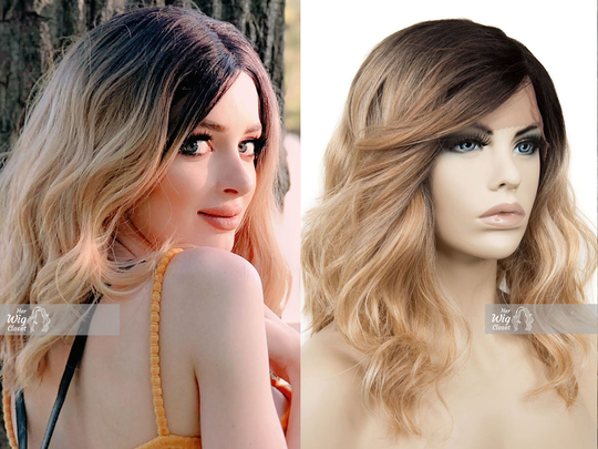 Ash Blonde Balayage Natural Wavy Ombre Lace Front Wig | Gift For Her Angelina
