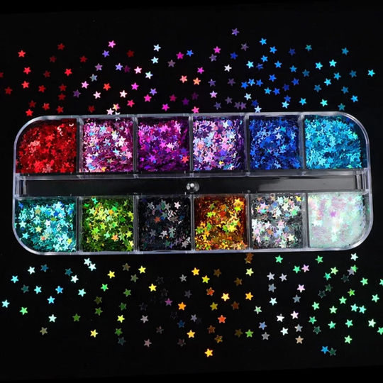 12 Pack 3mm Holo Star Sequins